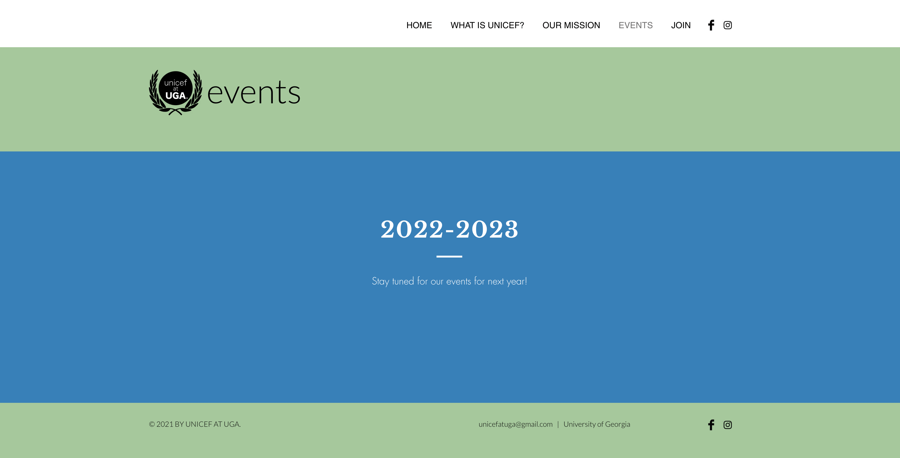 The old events page showing only a 2022 to 2023 heading and a line saying to stay tuned for next year.